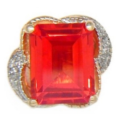 Y2399 14K EMERALD CUT CREATED PAD & DIAMOND SLIDE 